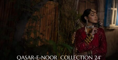 Embark on a mesmerizing voyage through time with the “Qasar-e-Noor Collection ’24.” This collection seamlessly fuses the opulent allure of the Mughal era with a contemporary twist, presenting creations that epitomize both enduring classicism and modern sophistication. With utmost precision and care, each piece encapsulates a narrative steeped in rich heritage, resonating with the lavish opulence that once graced the illustrious courts of ancient India. Immerse yourself in this enchanting fusion of history and refinement, where every jewel narrates a tale of unparalleled beauty and artistry.